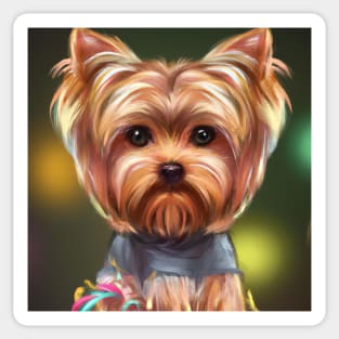 Cute Yorkshire Terrier Drawing Sticker